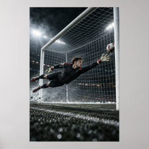 Póster Portero de fútbol haciendo una parada en picado –