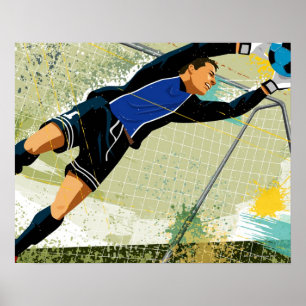 Póster Portero del fútbol que bloquea la bola