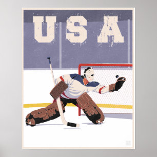 Póster Portero del hockey de los E.E.U.U.