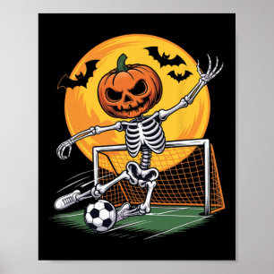 Póster Portero Esqueleto de Calabaza Fútbol Halloween Esp