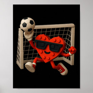 Póster Portero ladrillo de construcción de corazón de fút