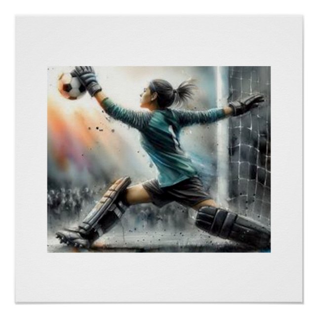 Póster Portero salva balón de fútbol,  (Anverso)