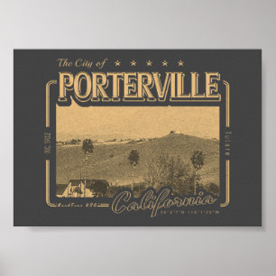PÓSTER PORTERVILLE TULARE CALIFORNIA VINTAGE