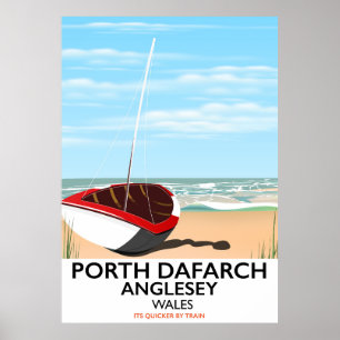 Póster Porth Dafarch, poster de viajes anglesey vintage