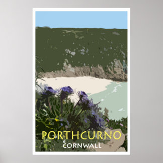 Póster PORTHCURNO, Poster de estilo de época CORNWALL