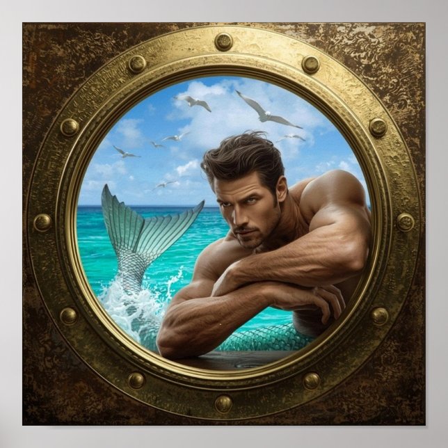 Póster Porthole Poster Featuring Handsome Merman (Frente)