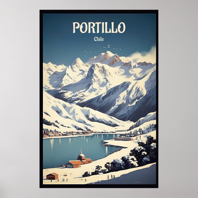 Póster Portillo, Chile, viajes en esquí (Frente)