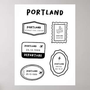 Póster Portland - Colección de sellos de viaje Minimali