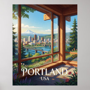 Póster Portland EE. UU. Viajes al Pacífico Noroeste