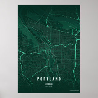 Póster Portland Emerald Map Print Oregon Wallart Poster