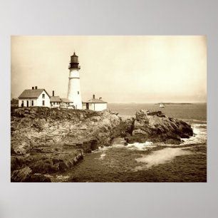 Póster Portland Head Light hacia 1890