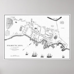 Póster Portland, Maine antes del incendio de Mowat, 1775