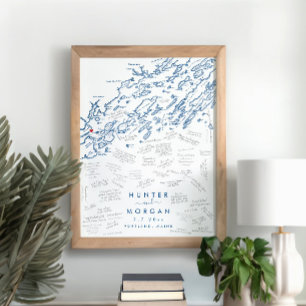 Póster Portland Maine Boda Poster de libros de invitados