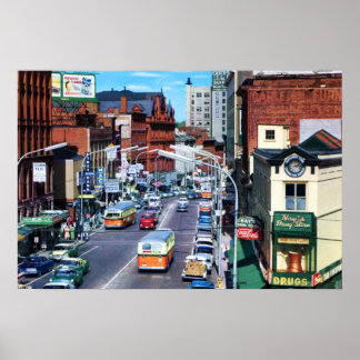 Póster Portland, Maine Congress Street, alrededor de 1960
