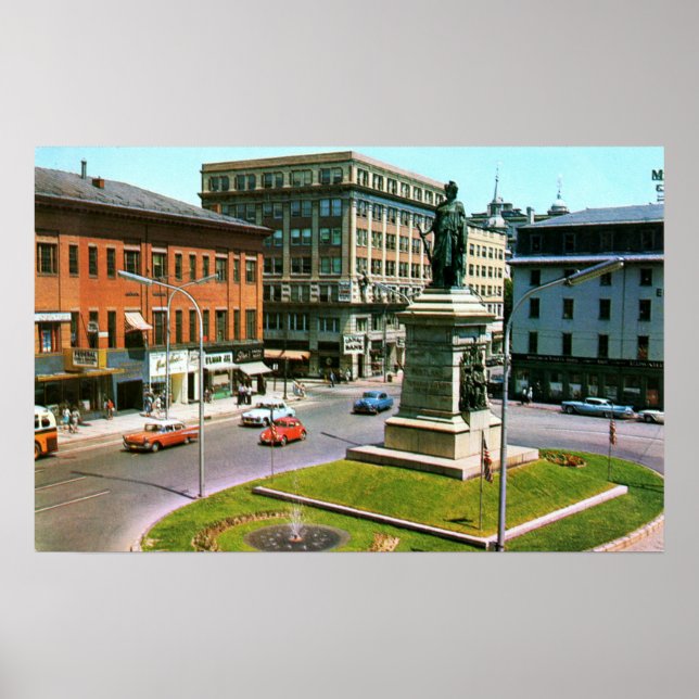 Póster Portland, Maine Monument Square Circa 1960 (Frente)