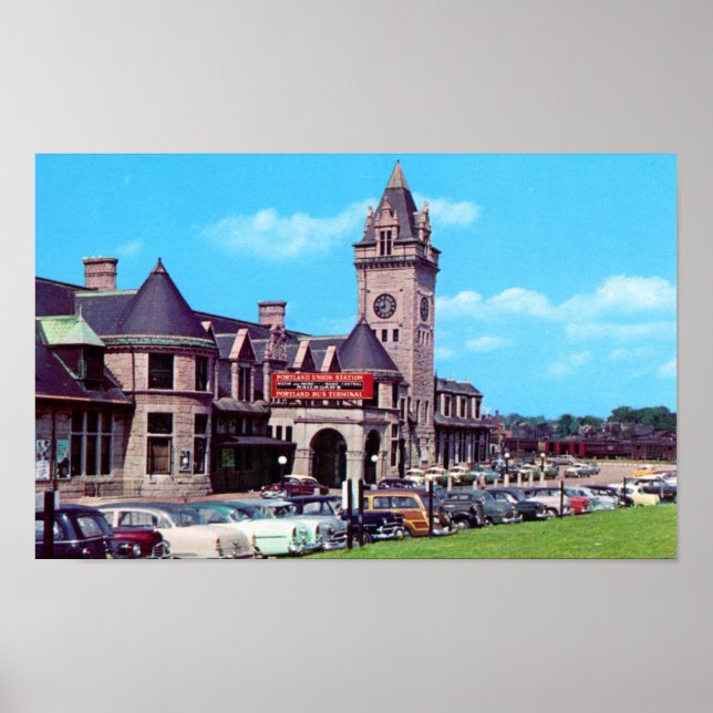 Póster Portland, Maine Union Station 1950s Poster (Frente)