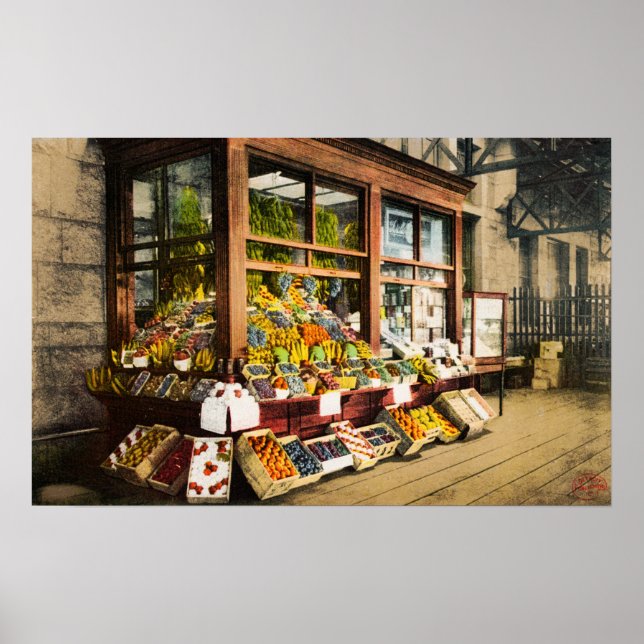 Póster Portland, Maine Union Station Fruit Stand Poster (Frente)