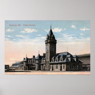 Póster Portland, MaineUnion Station Railroad View