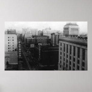 Póster Portland, O vista de Broadway del St. principal