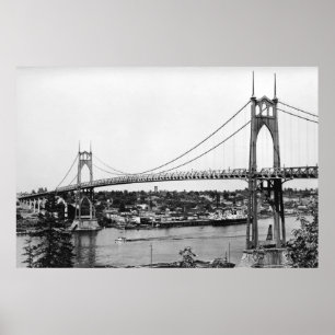 Póster Portland, O vista del puente de St. John encima