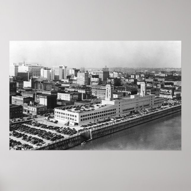 Póster Portland, OR Aerial View from Hawthorne Bridge (Frente)