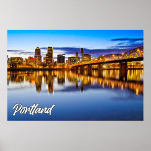 Póster Portland, Oregón, Al Atardecer