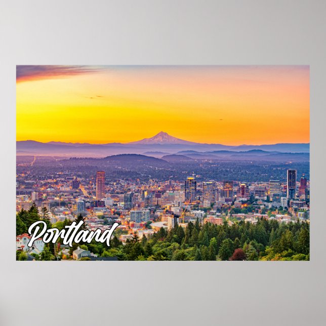 Póster Portland, Oregón, Al Atardecer (Frente)