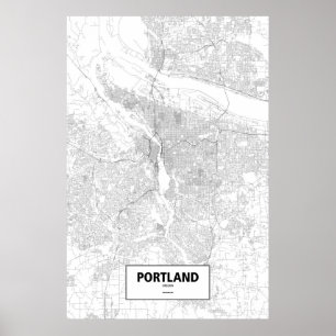 Póster Portland, Oregon (negro en blanco)
