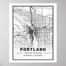 Póster Portland Oregon USA Travel City Map