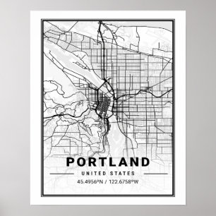 Póster Portland Oregon USA Travel City Map
