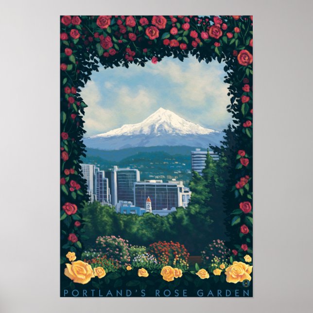 Póster Portland, OregonRose Garden Scene (Frente)