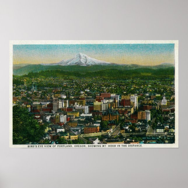 Póster Portland y Mt. Hood a lo lejos (Frente)