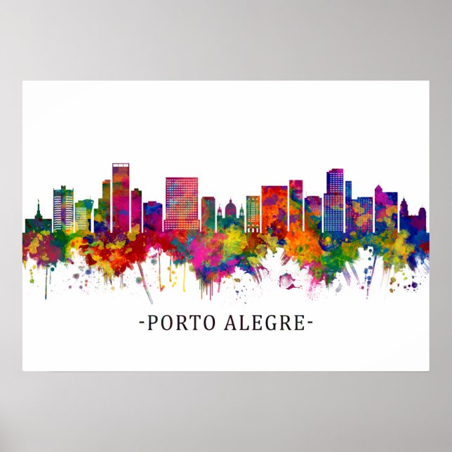 Póster Porto Alegre Brazil Skyline (Frente)