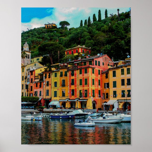Póster Portofino Italia Liguria Riviera Europa Viajes (Frente)