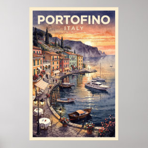 Póster Portofino Italia Viajes Vintage