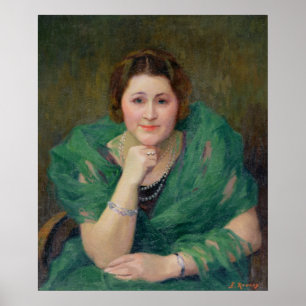 Póster Portrait of a Russian Woman with a Green Scarf