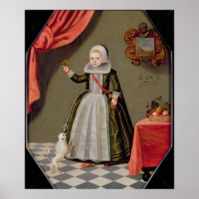 Póster Portrait of a Young Girl with a Bird (Frente)
