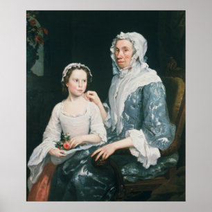 Póster Portrait of an Elderly Lady and a Young Girl