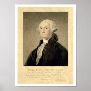 Póster Portrait of George Washington, engraved by William