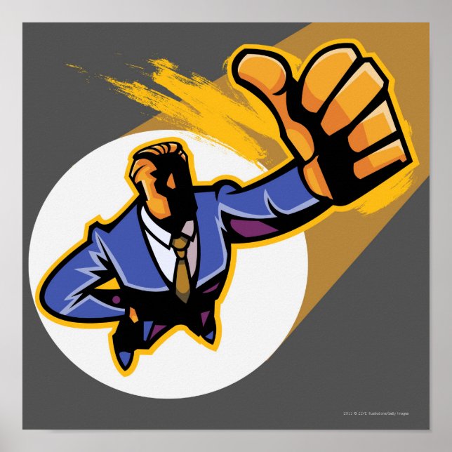 Póster Portrait of young man showing thumbs up (Frente)