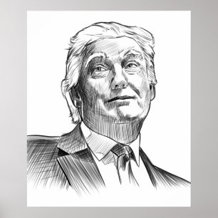 Póster Portrait Style Sketch Donald Trump