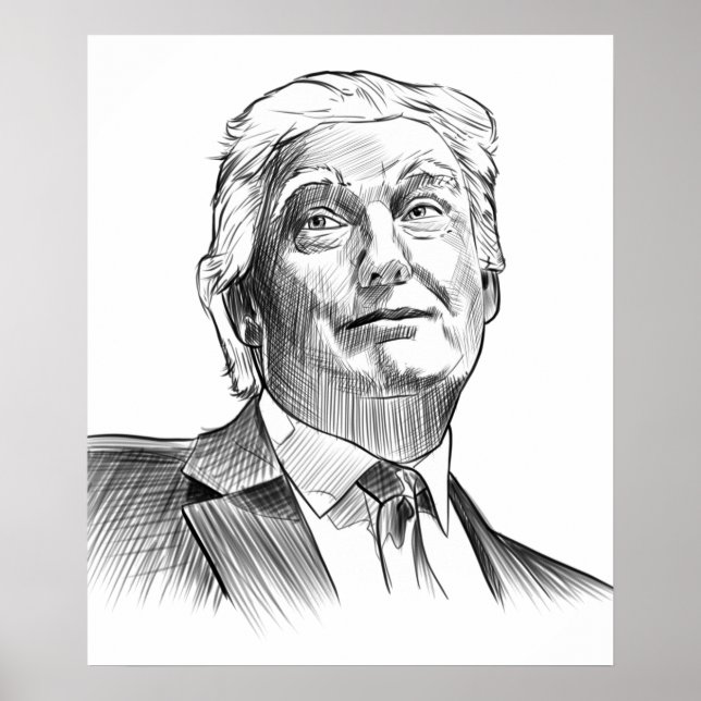 Póster Portrait Style Sketch Donald Trump (Frente)
