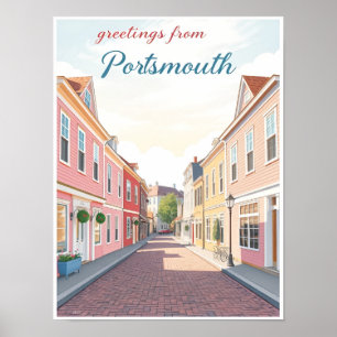 Póster Portsmouth, New Hampshire – Calles Coloniales