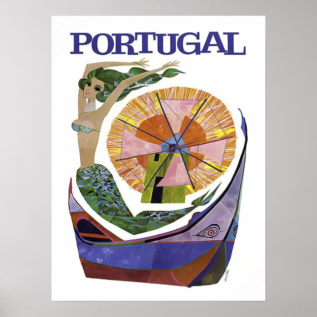 Póster Portugal, mezcla de atracciones turísticas, cosech (Frente)