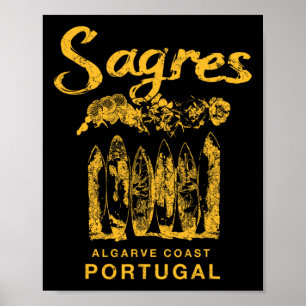 Póster Portugal Sagres Surf Retro 