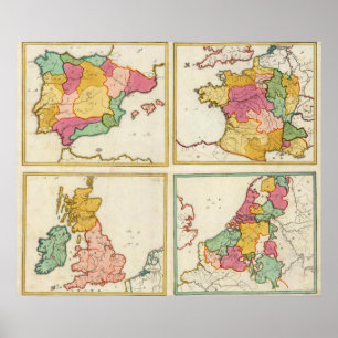 Póster Portugal, Spain, Germany, England, Scottland