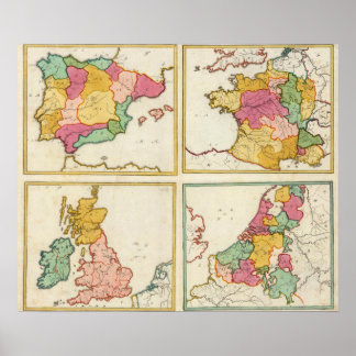 Póster Portugal, Spain, Germany, England, Scottland