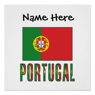 Póster Portugal y Bandera de Portugal con tu nombre