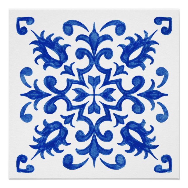 Póster Portuguese Blue Tile central round medallion (Anverso)