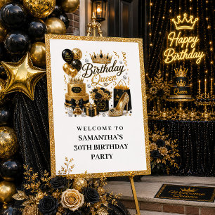 Póster Pos de bienvenida a la reina del cumpleaños Glam B